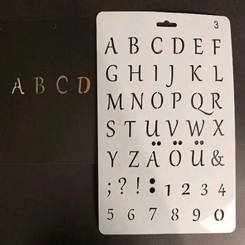 

Templates Letters Multifunctional Stencil For Decor Ruler Album Production Manual Material Painting Template Stencil Reusable 3#