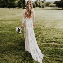 Иллюзия Бохо Свадебные платья Русалка шикарное с длинным рукавом изысканное кружевное платье невесты свадебное платье vestido de noiva