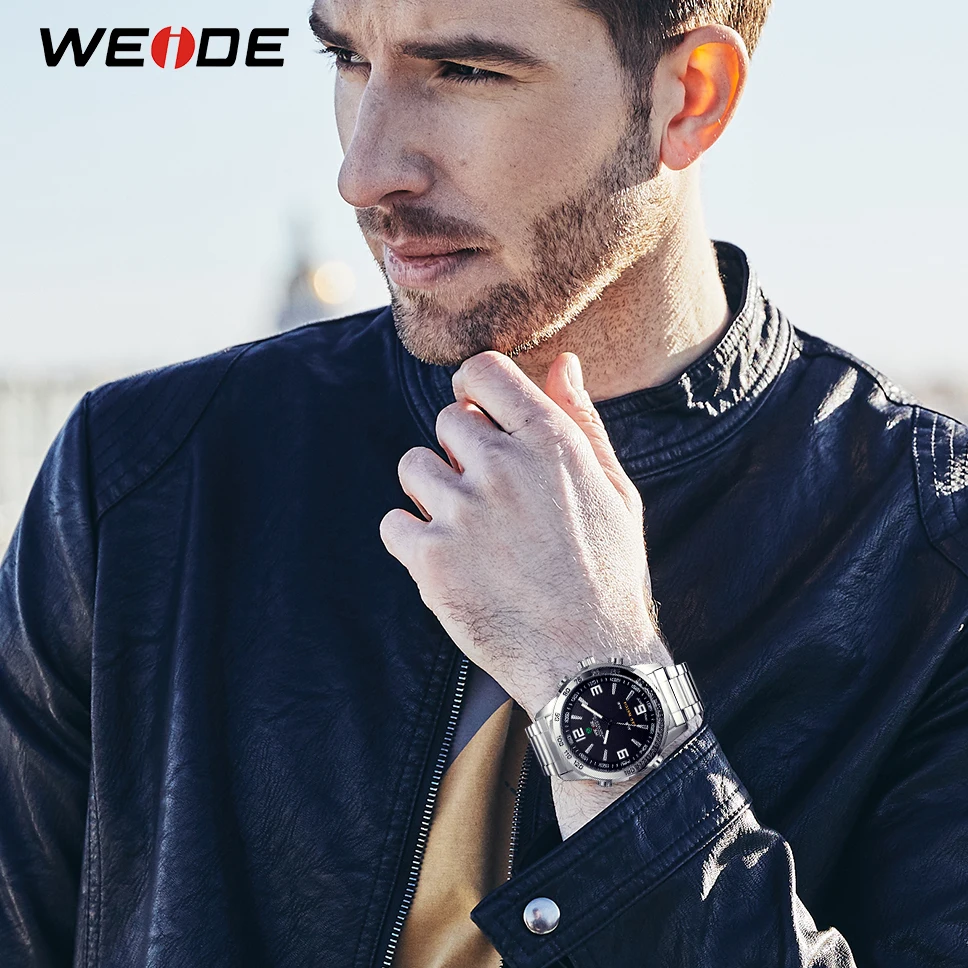 

WEIDE Men's Sports Watches LED Digital Quartz Business Black Dial Wristwatch Waterproof Clock Box Packed Relogio Masculino 2018