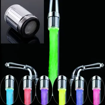 

2pcs/lot LED Water Faucet Stream Light 7 Colors Changing Glow Shower Tap Head Kitchen Tap TE