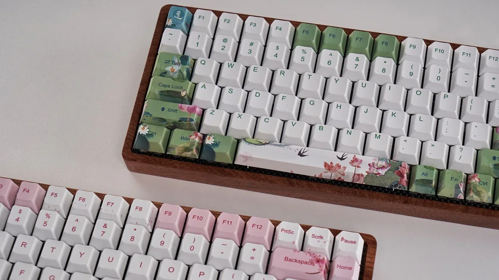 Gk84 механическая клавиатура 75% dye sub keycap Деревянный Пользовательский светильник rgb чернила paintingsakura lotus bluetooth 4,0 USB двойной режим