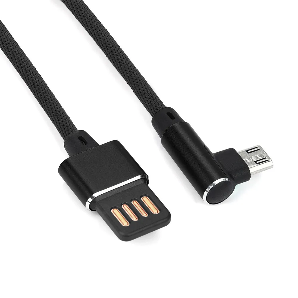 1 м Micro USB кабель для телефона с нейлоновой оплеткой Micro USB 90 градусов под прямым углом 2A быстрая синхронизация данных Зарядка универсальные кабели для телефона# YL5