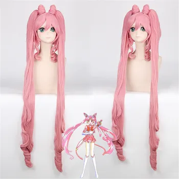 

120cm SAILOR MOON Chibiusa Long Pink Wig Synthetic Wavy Anime Cosplay Wigs Women With Double Ponytails High Temperature Fiber