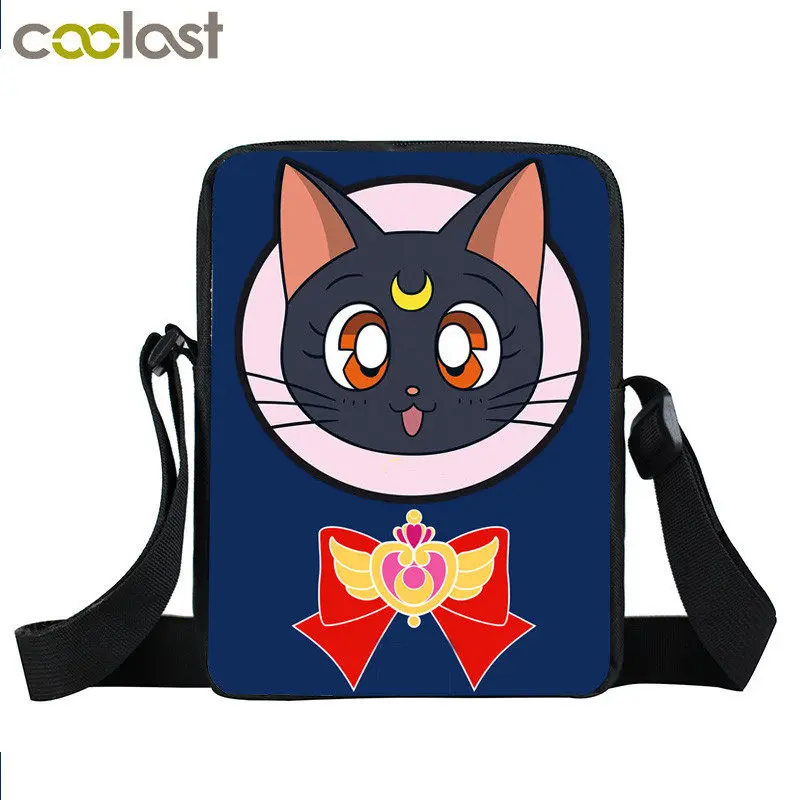 Anime Totoro / Natsume yuujinchou / Sailor Moon Boys Girls Crossbody Bags Luna Nyanko Sensei Women Handbag Small Shoulder Bag - Цвет: xkbTotoro23