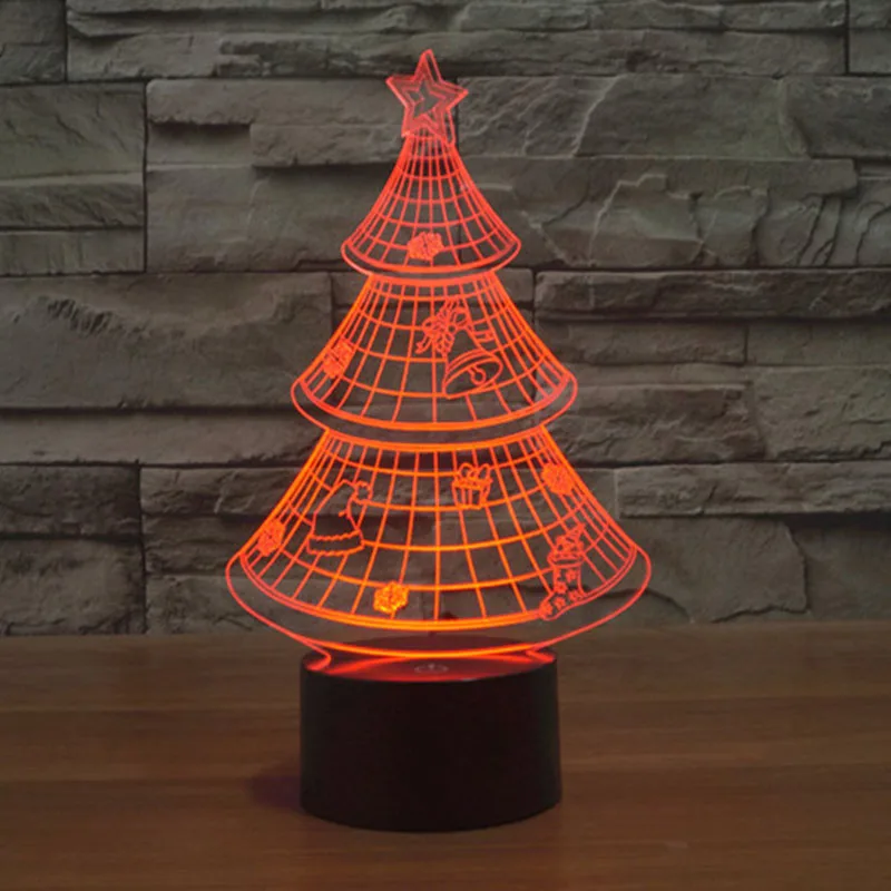 

Christmas Tree Night Light in door 7 Color Changing 3D night light Building light for bedroom Promotional Gifts