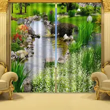 Photo Print стереоскопического 3d шторы замечательные поток воды полиэстер 2 шт 3D шторы