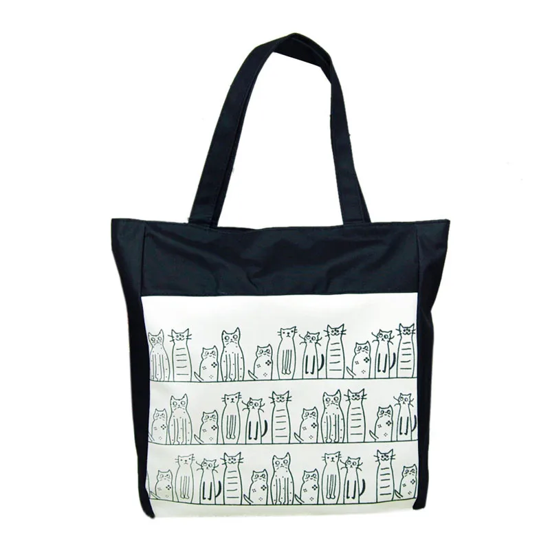 

Hangbag Canvas Cartoon cat Pattern Girls Shopping Shoulder Bags Handbag Beach Dropshipping #YL5