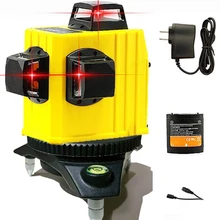 3D лазерный уровень 12 линий самонивелирующийся 360 горизонтальный и вертикальный крест супер мощный красный лазерный луч линии x0.7