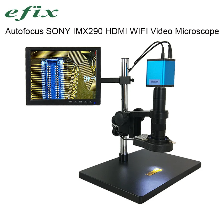 Микроскоп SONY IMX290 с автофокусом HDMI видео промышленная камера + 180X объектив
