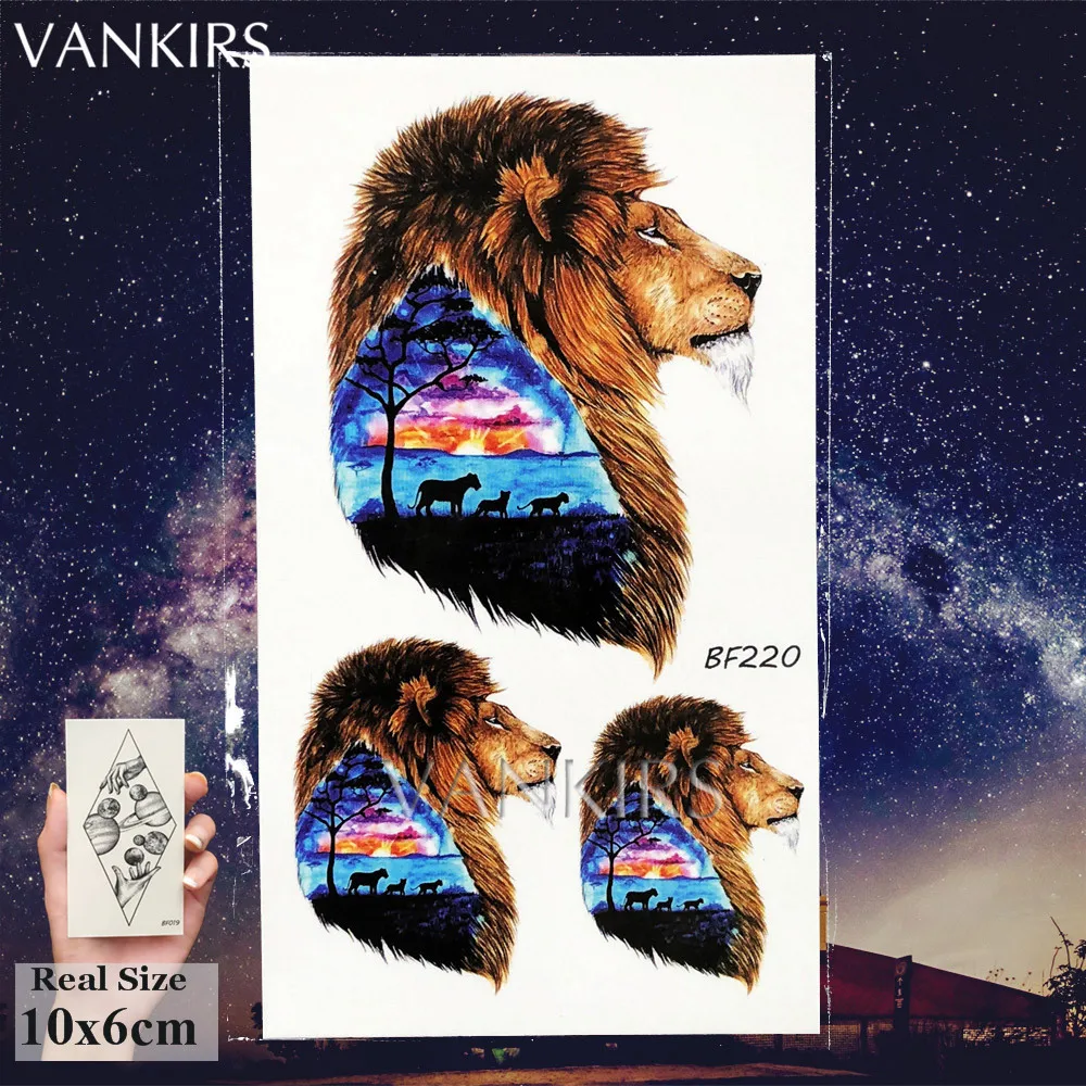 Blue Leopard Temporary Tattoo Stickers Women Body Arm Hands Neck Animals Fake Tatoos Lion Men Sexy Waterproof Tattoo Xmas Gifts