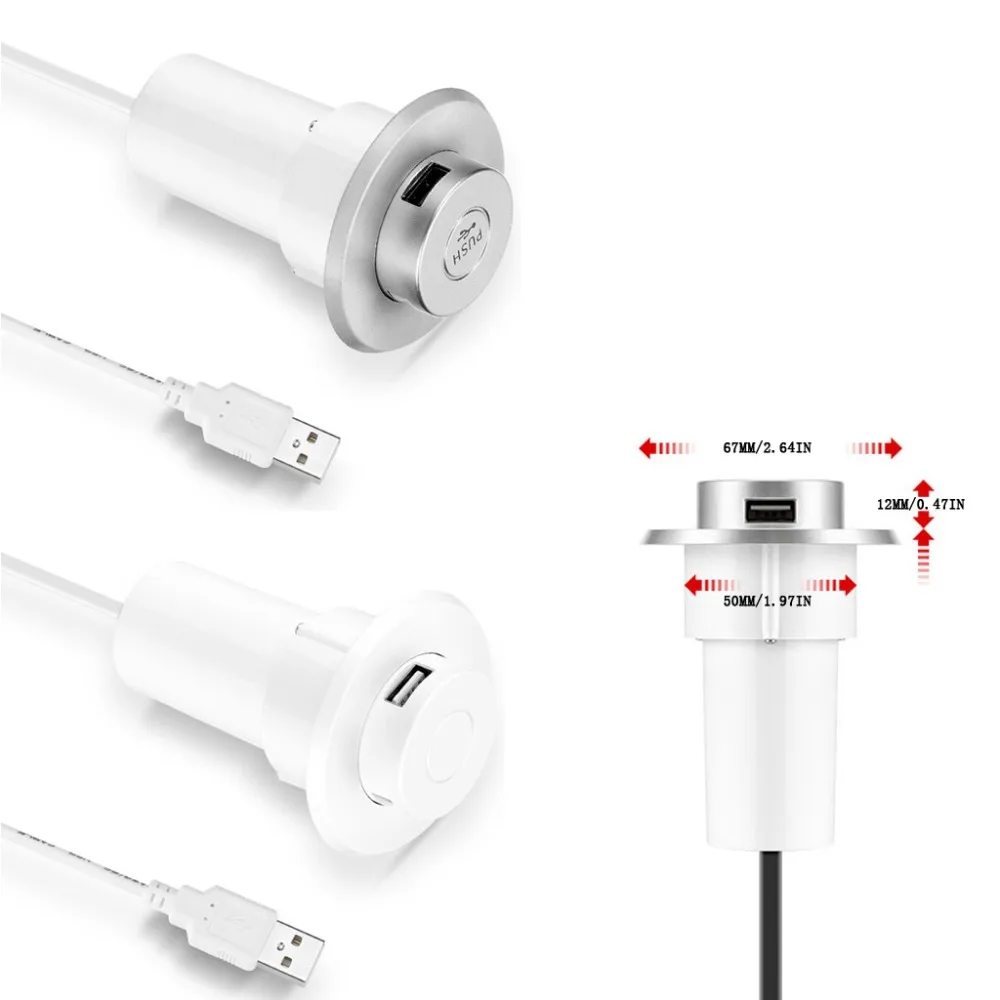  Pop-up In-Desk Slot USB 2.0 3 Ports Hub Splitter Adapter for Laptop PC Computer