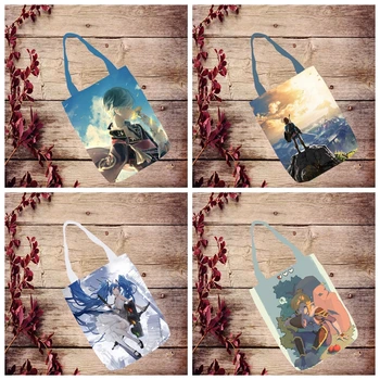 

COOL Link Zelda Fashion Anime Foldable Handbag Canvas Shopping Bag Casual Shoulder Bags Customized Tote unisex New