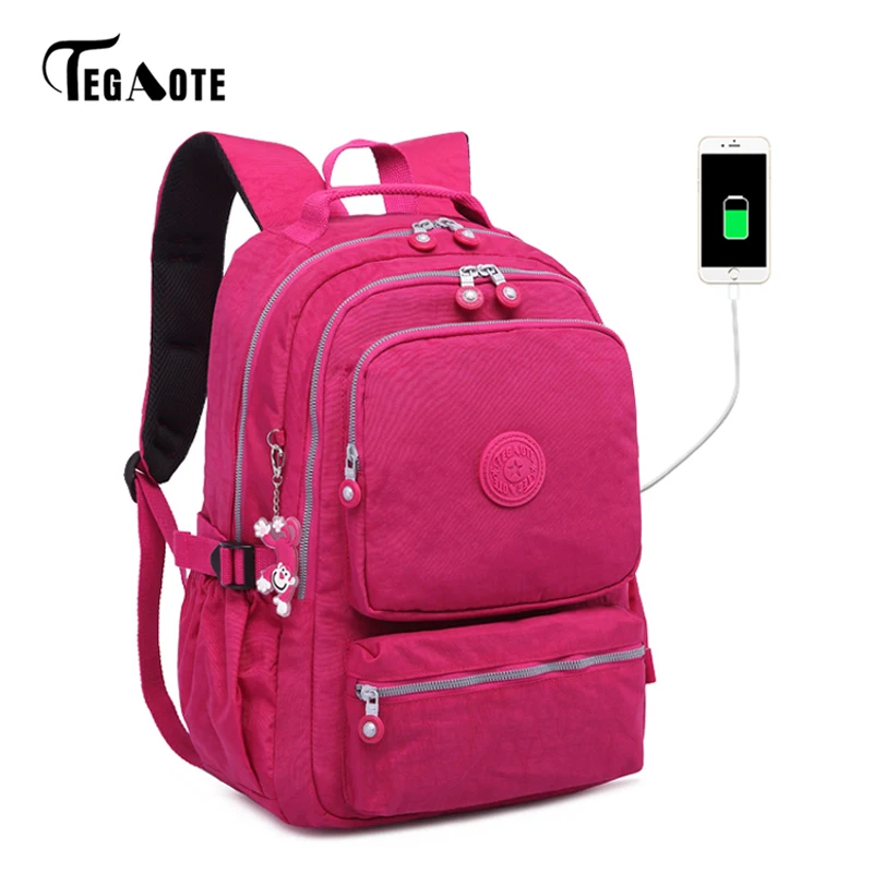  TEGAOTE Women School Backpacks Anti Theft USB Charge Backpack Mens Laptop Bagpack School Bags For T - 32978195998