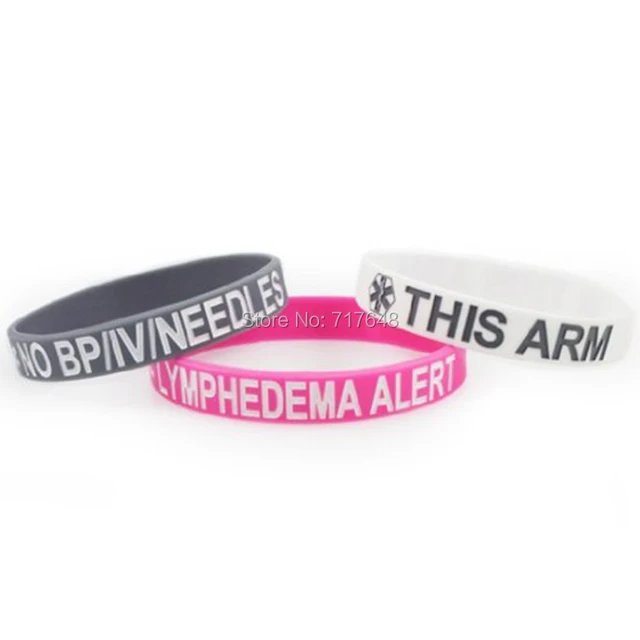 300pcs This Arm No Bp Iv Needles Lymphedema Alert Wristband Silicone 300pcs This Arm No Bp Iv Needles Lymphedema Alert Wristband Silicone Bracelets Wrist Bands Bangle Free