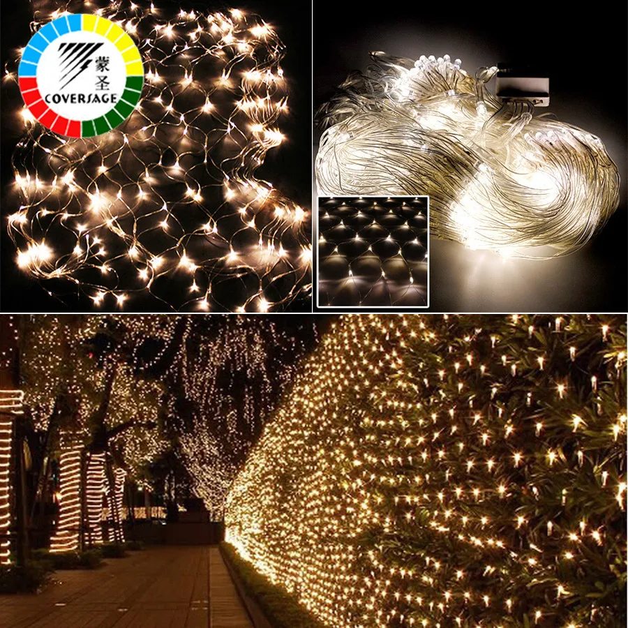 Billige Coversage Weihnachten Vorhang Outdoor Led String Fairy Dekorative Weihnachten Hochzeit Vorhang Lichter 2x3M 4x6M girlanden LED Net Lichter