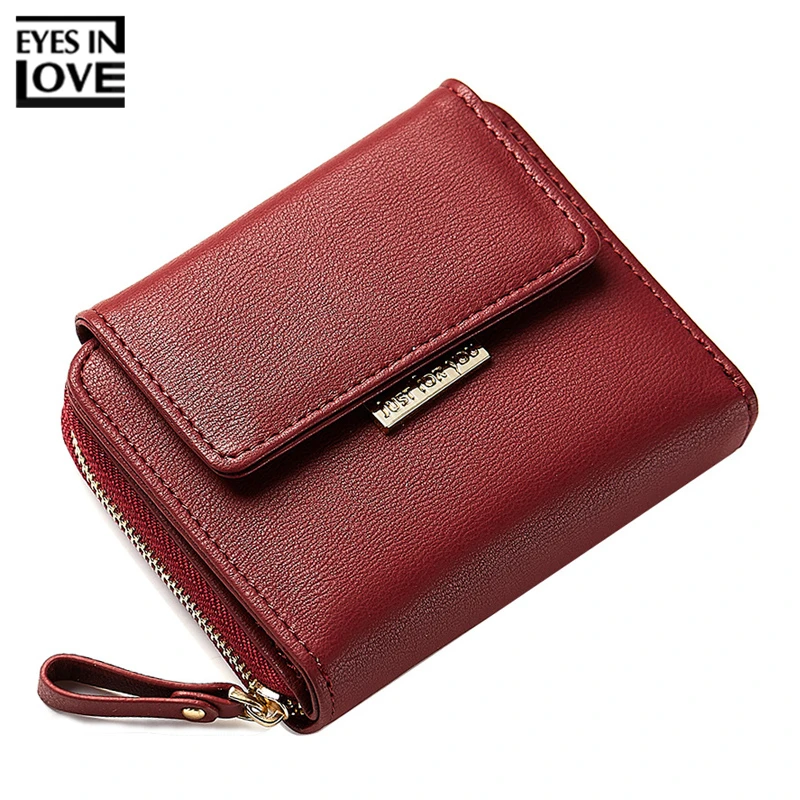EYES IN LOVE Red Women Wallets Soft Leather Zipper Coin Purse Female