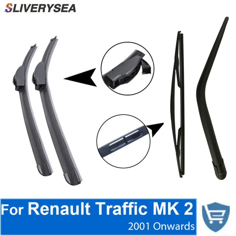 

Front and Rear Wiper Blade Arm For Renault Traffic 2 2001 Onwards 4 door minivan High quality Natural Rubber Windscreen