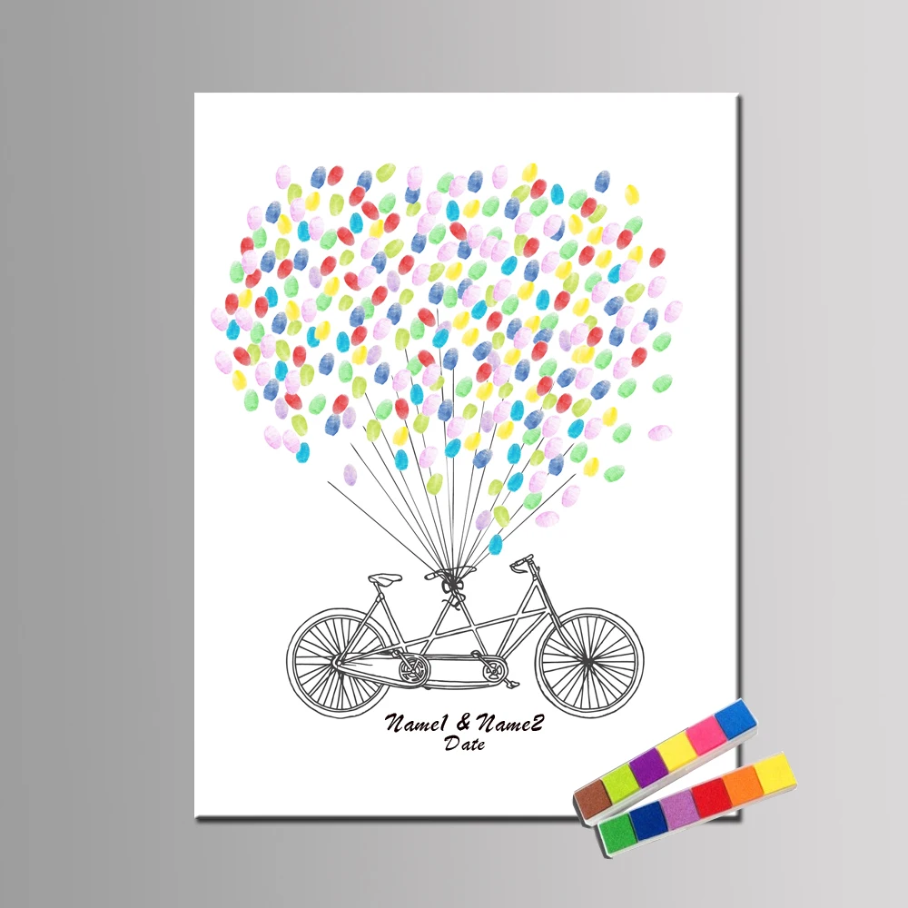 HAOCHU-Creative-Wedding-Fingerprint-Guest-Book-Tandem-Bike-Thumbprint ...