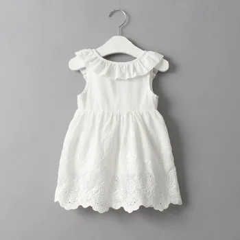 

Cute fashion boutique white lace girls dress fancy high quality cotton baby dress