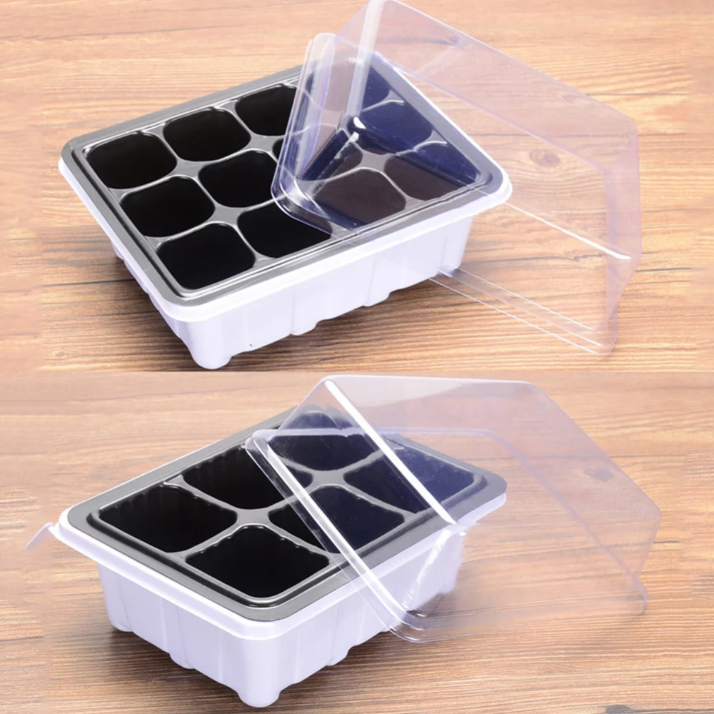 

New 6/12 Plastic Nursery Pots Planting Seed Tray Kit Plant Germination Box with Dome Base Garden Grow Box High quality
