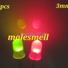 100 шт., 3 мм двойной Би Цвет Полярный изменение красный/зеленый светодиод рассеянный светодиоды 2-Булавки Светодиодная лампа