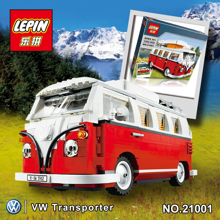 

2016 Nueva LEPIN 21001 1354 Unids Creador Volkswagen T1 Camper Van Modelo Kits de Construccion Ladrillos Juguetes