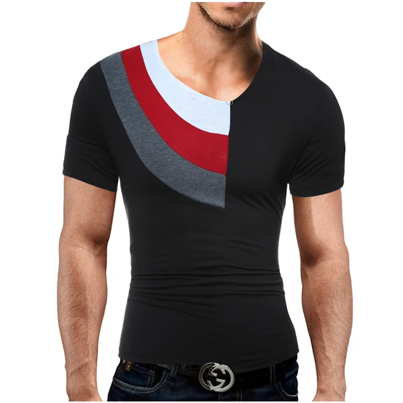 

Men Leisure Brand 2019 Summer Fashion Men Collar Patchwork Design Men'S T-Shirts T Shirt Men Short Sleeve Slim Male Tops