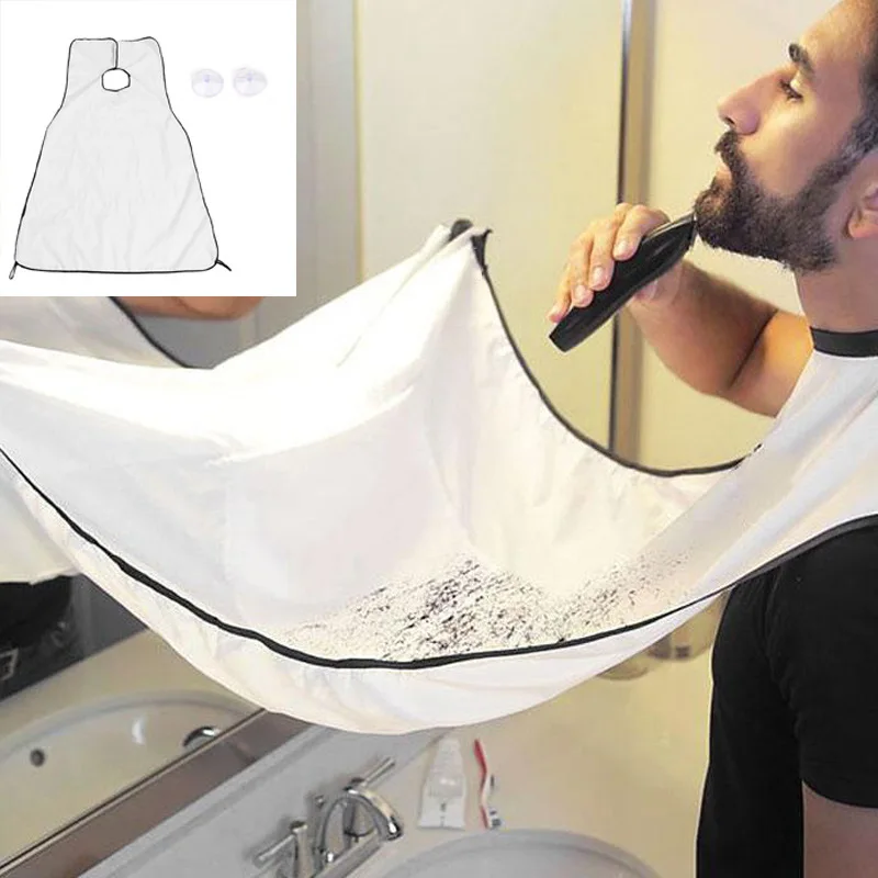 120x78cm Man Bathroom Apron Beard Apron Hair Shave Waterproof Apron for Man Men's Facial Bear Barbe Polyester Household Cleaning - Цвет: white