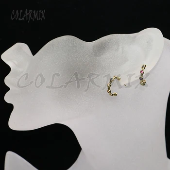 

6 Pairs Tiny zircon earrings zircon Round earrings Rainbow color earrings zircon jewelry earrings Gift for lady 5561