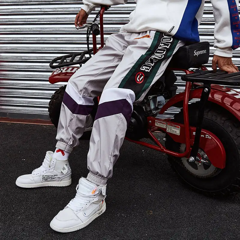 المتناثرة بانت ركض الرجعية اللون كتلة خليط الورك الورك سراويل نسائية الشارع الشهير رقيقة Sweatpant السراويل 2018 المسار بانت الخريف