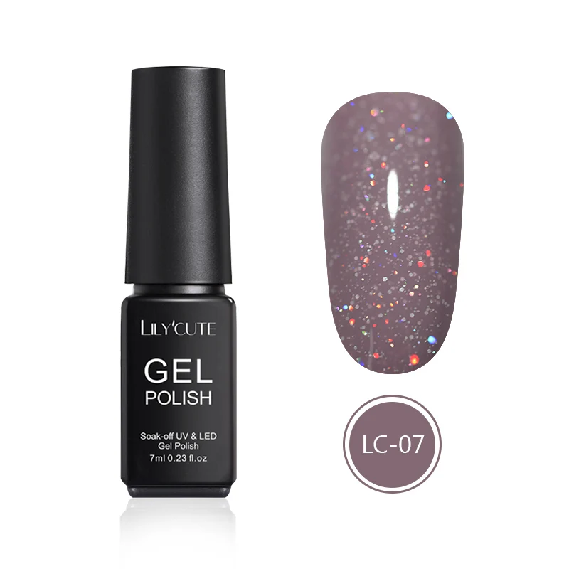 7ml 7 LILYCUTE 5 мл цветной Блестящий УФ-гель голографические блестки замочить от полупостоянного цвета гель для маникюра - Цвет: 7ml 7