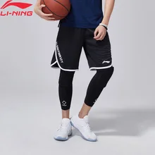Li-Ning мужские баскетбольные шорты, дышащие, облегающие, с подкладкой из полиэстера, удобные спортивные шорты AAPN045 MKD1529
