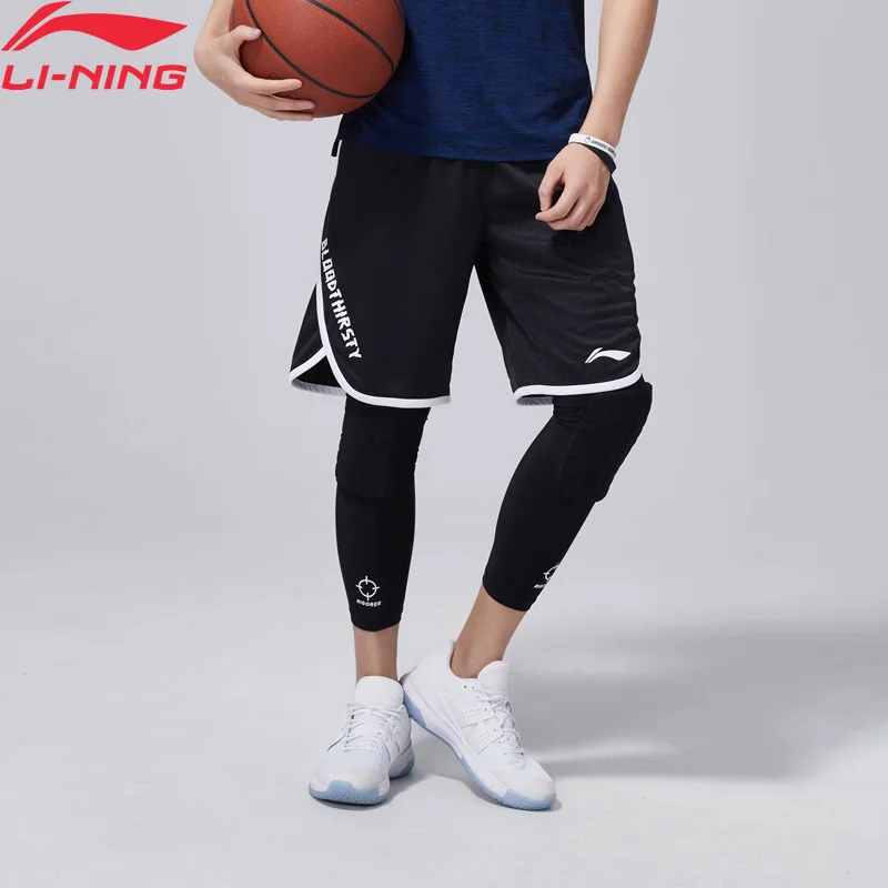 Мужские баскетбольные шорты Li-Ning дышащие облегающие спортивные с подкладкой из