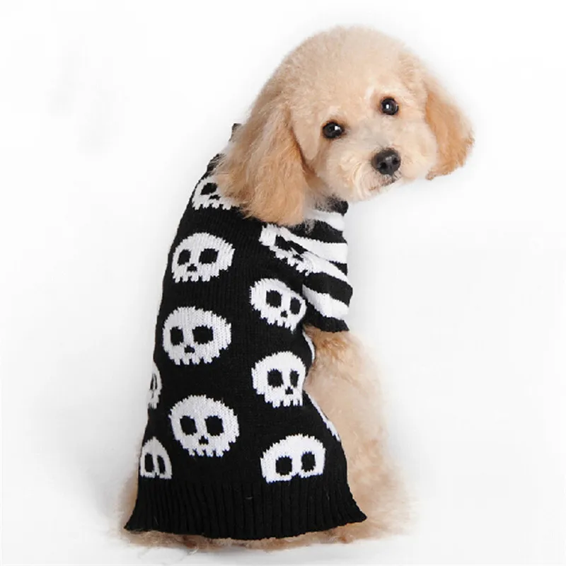 New Skull Pattern Halloween Dog Costume Clothes Pet Funny Acrylic