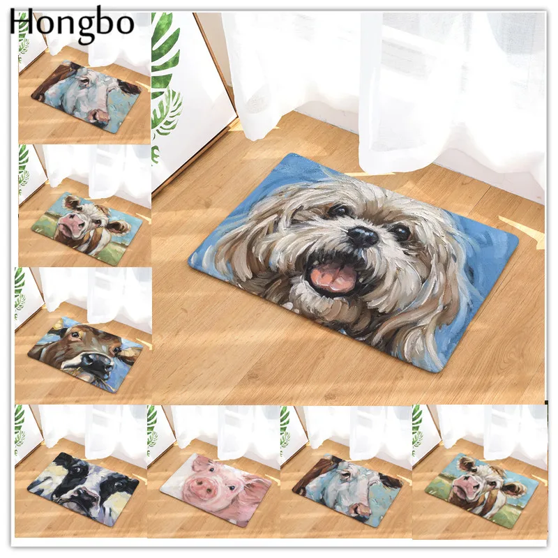 Hongbo Kawaii Animal приветственные напольные коврики Animal Dog Printed ванная комната кухня ковры дверные коврики пол коврики для гостиная Нескользящие