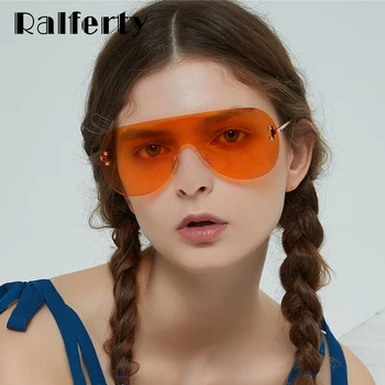 

Ralferty Oversized Sunglasses Women Men Big One-piece Sun Glasses UV400 Vintage Orange Color Eyewear Retro Sunglases W813050