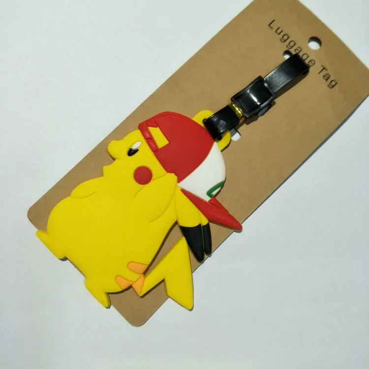 Anime Pokemon Gengar Pikachu PVC key chain Piplup Charmander Squirtle cute funny soft rubber luggage tag boarding pass bag tags - Цвет: 9