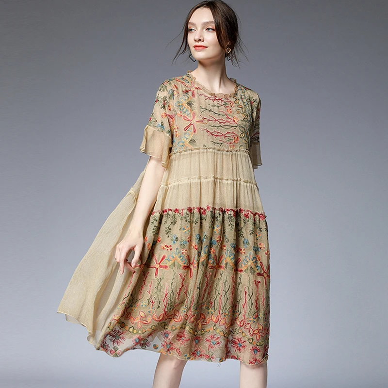Летние новые женские повседневные свободные облегающие платья больших размеров
