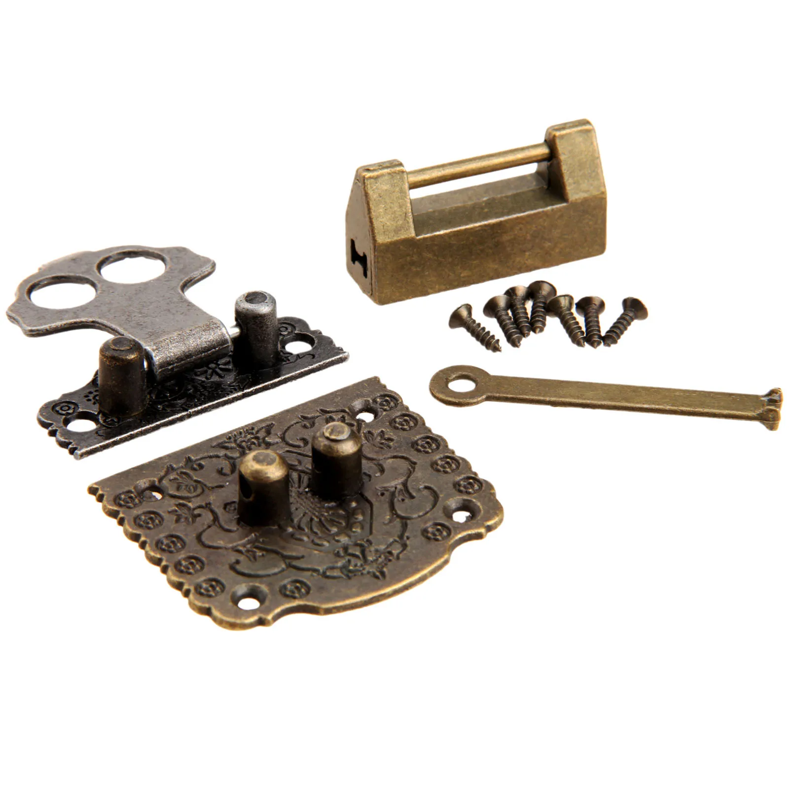 2Pcs Chinese Brass Hardware Vintage Bronze Wooden Box Cabinet Toggle Latch Hasp+Antique Chinese Old Lock Furniture Accessories 2Pcs Chinese Brass Hardware Vintage Bronze Wooden Box Cabinet Toggle Latch Hasp+Antique Chinese Old Lock Furniture Accessories