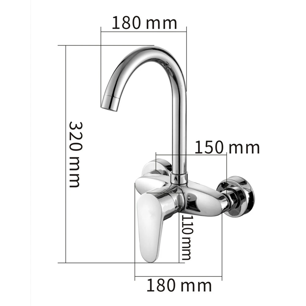 Chrome Double Holes Single Handle tap 360 Degree Rotation Wall Mounted Cold and Hot Water Purification kitchen faucet Mci2