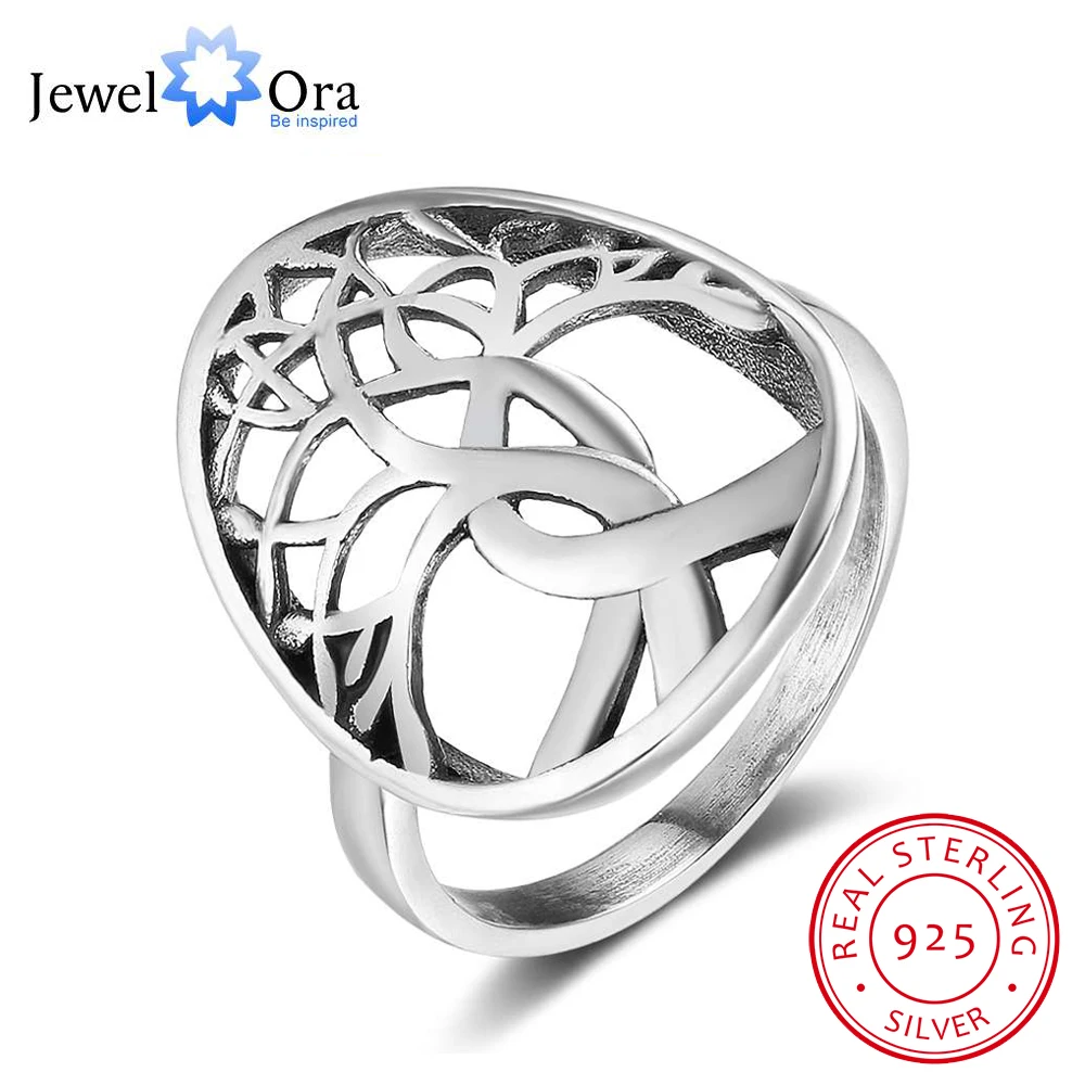 

Solid 925 Sterling Silver Female Rings With Tree Weave Shape Vintage Style Rings Jewelry Rings Gift to Girls(JewelOra RI102793)