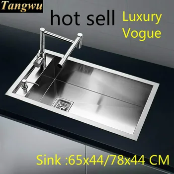 Price Free Shipping Hot Sell Individuality Standard Kitchen Manual Sink Single Bowl Food-grade 304 Stainless Steel 65x44/78x44 CM