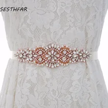 Стразы пояс невесты свадебное платье со стразами жемчужный пояс розового золота Лента Свадебная со стразами для Свадебные украшения J103RG