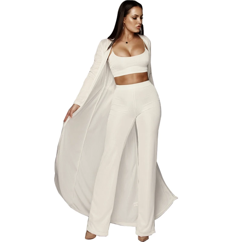 3 piece set includes cardigan crop top and pants