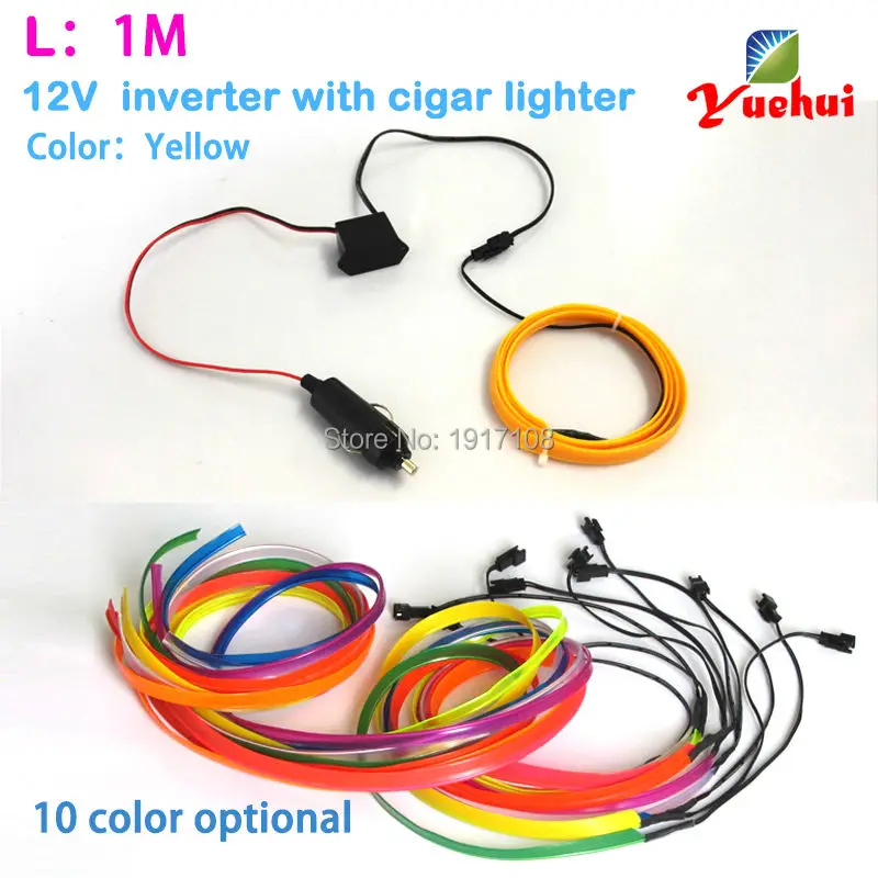 

2019 NEW DC12V Driving 1Meter Yellow EL wire Cool 10 COLOR choice Neon Light Tube light For Car Party Decor and Auto Decoration