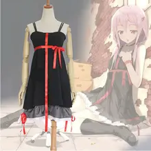2017 Anime Guilty Crown Inori Yuzuriha Cosplay Costume Women Slip Dress Black/White demitoilet Daily Clothing