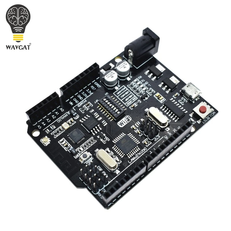 WAVGAT UNO R3+ WiFi ATmega328P+ ESP8266(32 Мб памяти) USB-TTL CH340G для Arduino Uno NodeMCU WeMos ESP8266 новое поступление