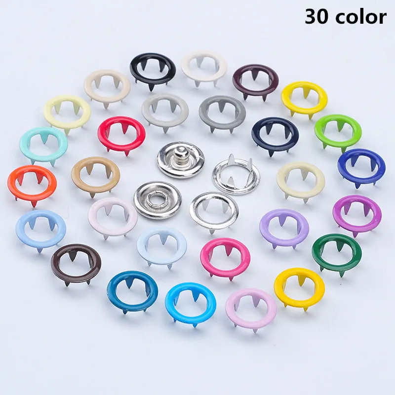 200 наборов 9,5 мм полые 10 цветов Металлические латунные пряжки, детских кнопок+ установочные плоскогубцы