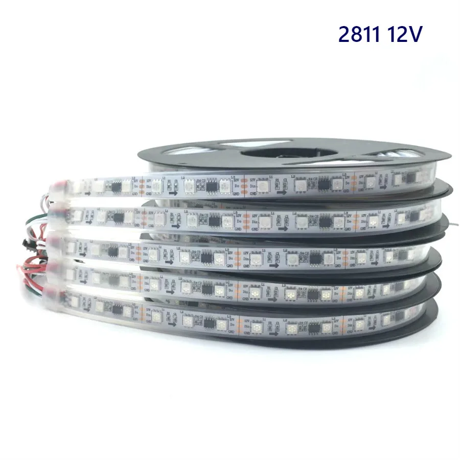 RGB Лента светодиодная WS2812B 50 см/1 м/5 м 5 В 30/60/144 светодиодов/M 2811 светодиодов IP30/IP67