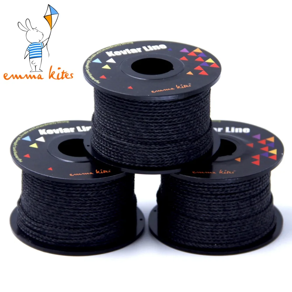 100ft / 30m 300lb / 500lb Black Kevlar Line Braided Fishing Line Outdoor Power Stunt Kite Line String Cord For Flying